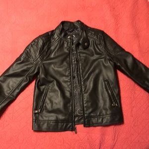 Boys M (10/12) Black Faux Leather Jacket